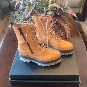 MIA Tan Combat Boots with Durable Sole and Lace-Up Design
